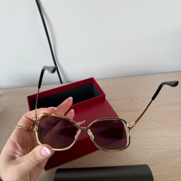 NWT Cartier Trinity Sunglasses Metal Frame Brown - Picture 14 of 15